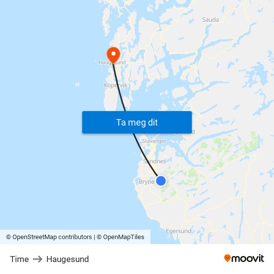 Time to Haugesund map