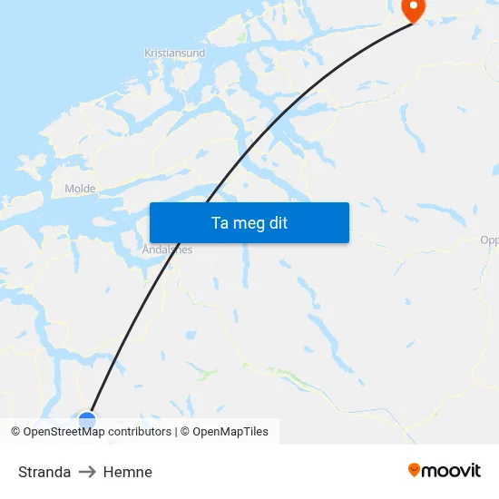 Stranda to Hemne map