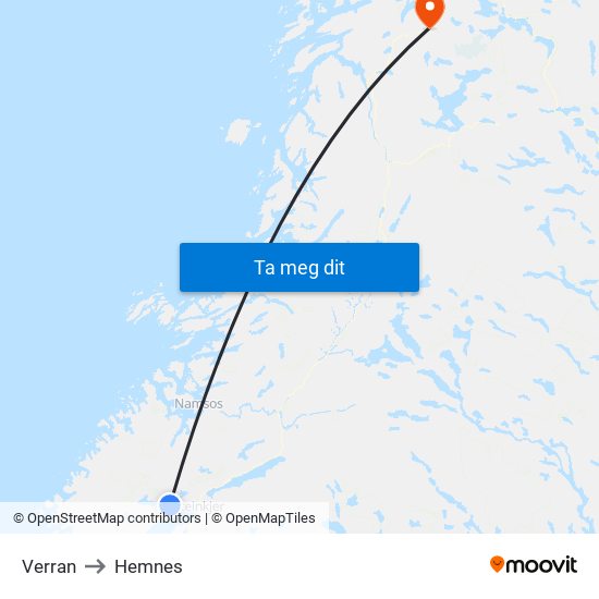 Verran to Hemnes map