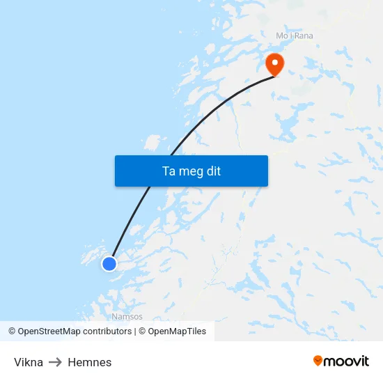 Vikna to Hemnes map