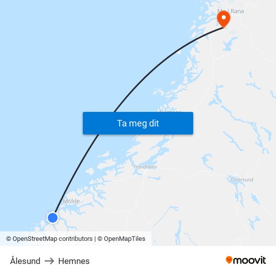 Ålesund to Hemnes map