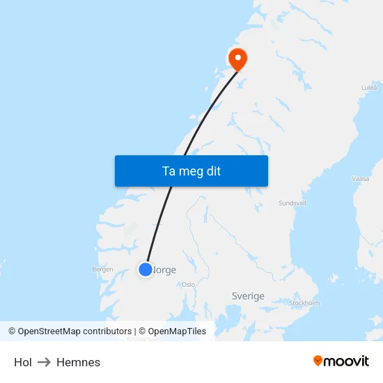 Hol to Hemnes map