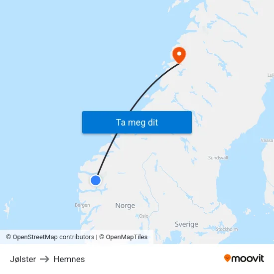 Jølster to Hemnes map