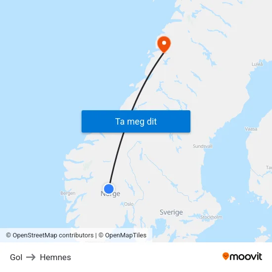 Gol to Hemnes map