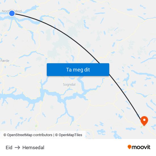 Eid to Hemsedal map