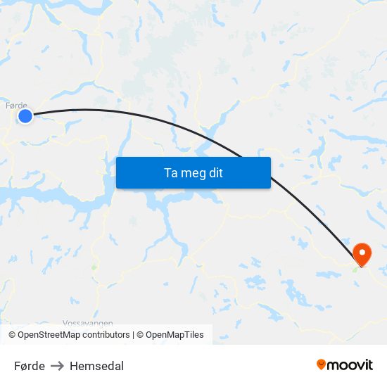 Førde to Hemsedal map