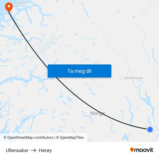 Ullensaker to Herøy map