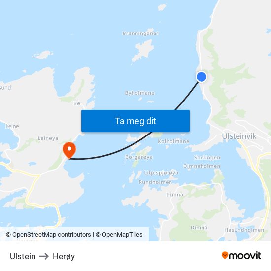 Ulstein to Herøy map