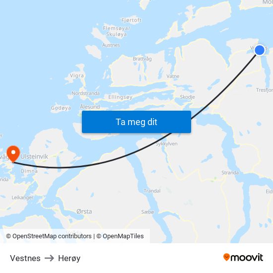Vestnes to Herøy map