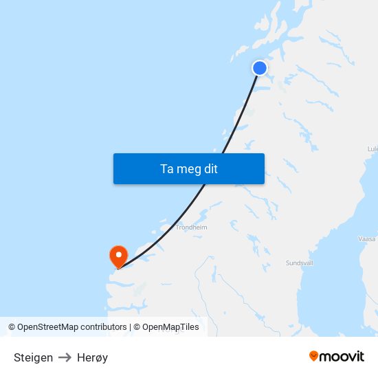 Steigen to Herøy map