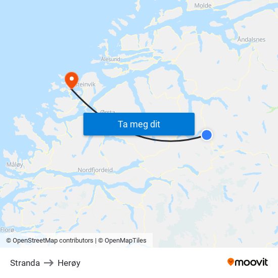 Stranda to Herøy map