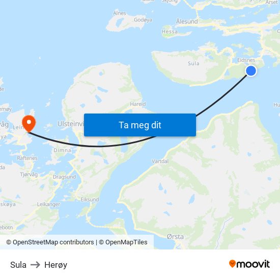 Sula to Herøy map