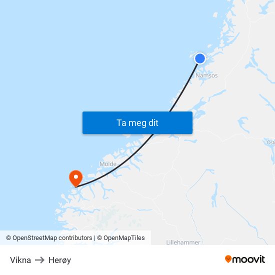 Vikna to Herøy map