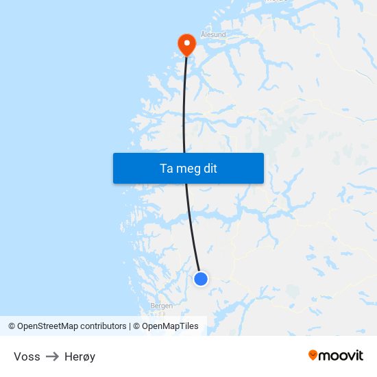 Voss to Herøy map