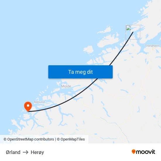 Ørland to Herøy map
