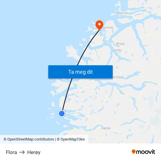 Flora to Herøy map