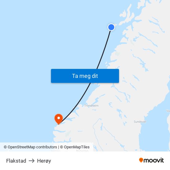 Flakstad to Herøy map