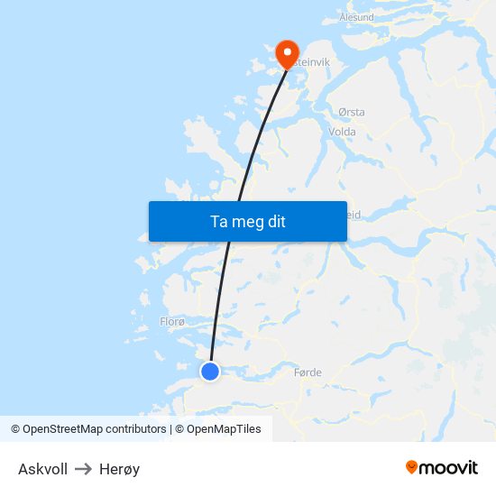 Askvoll to Herøy map