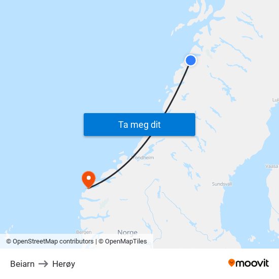 Beiarn to Herøy map