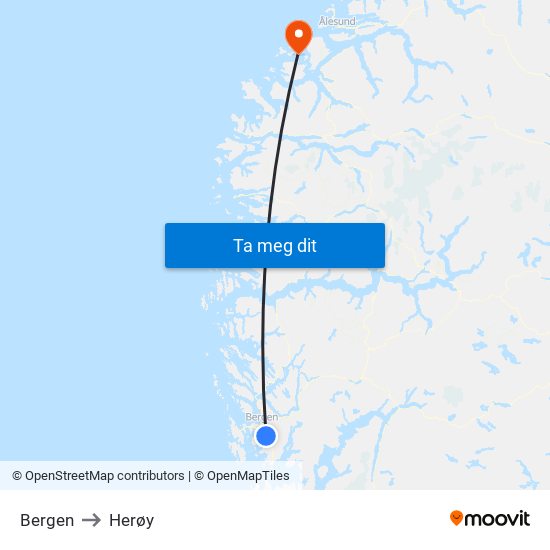 Bergen to Herøy map
