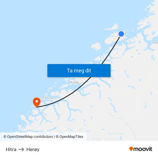 Hitra to Herøy map