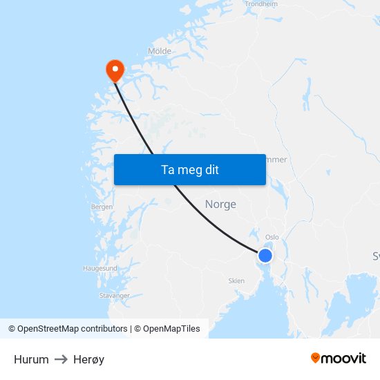 Hurum to Herøy map