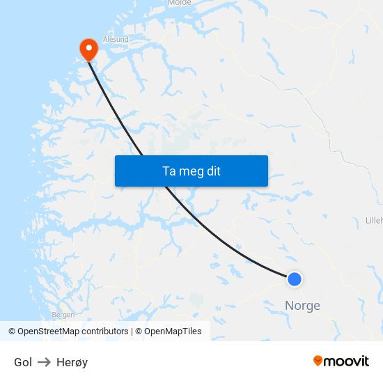 Gol to Herøy map