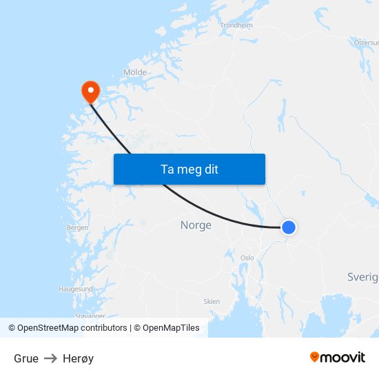 Grue to Herøy map