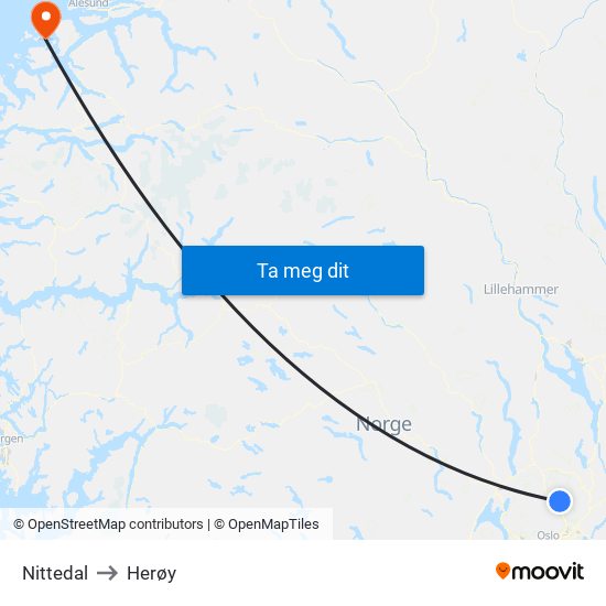 Nittedal to Herøy map