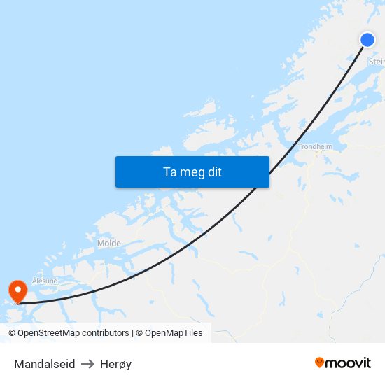 Mandalseid to Herøy map