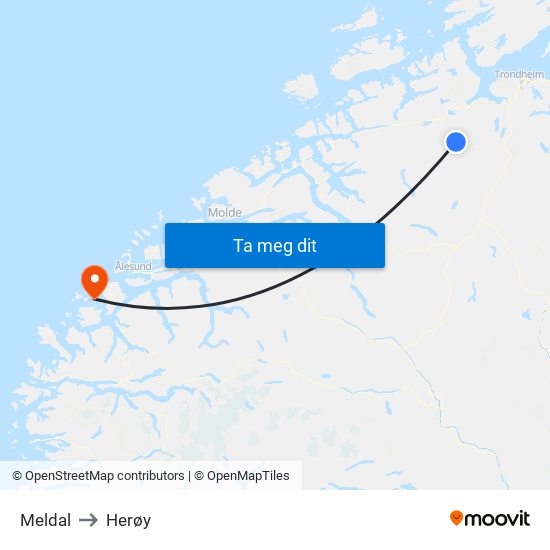 Meldal to Herøy map