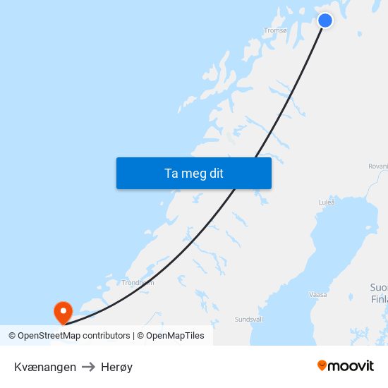 Kvænangen to Herøy map