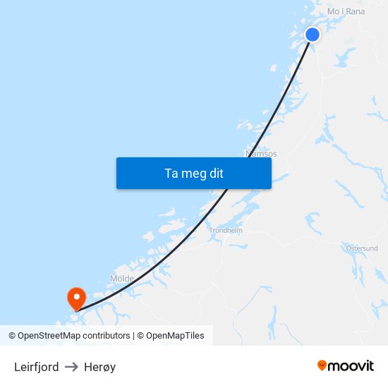 Leirfjord to Herøy map