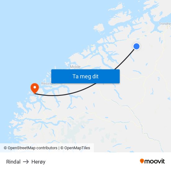 Rindal to Herøy map