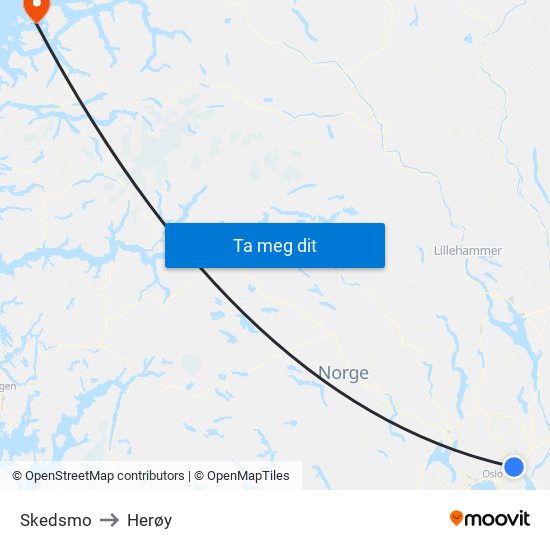 Skedsmo to Herøy map