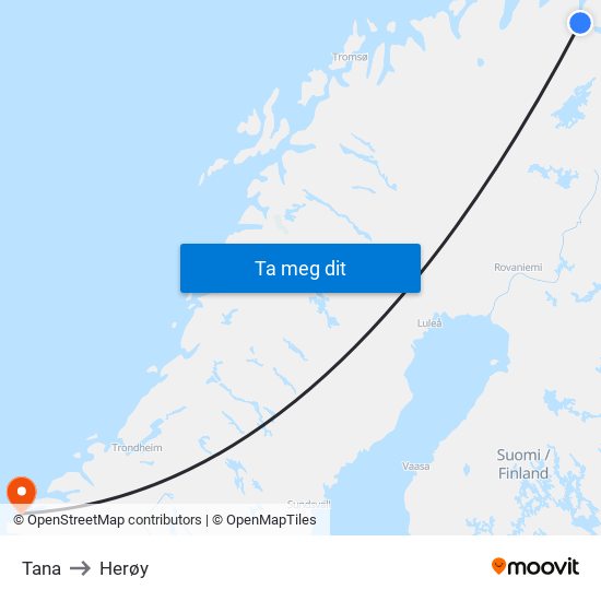 Tana to Herøy map