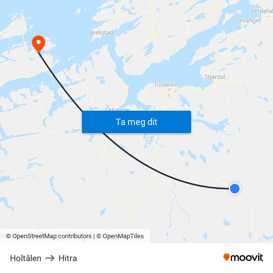 Holtålen to Hitra map