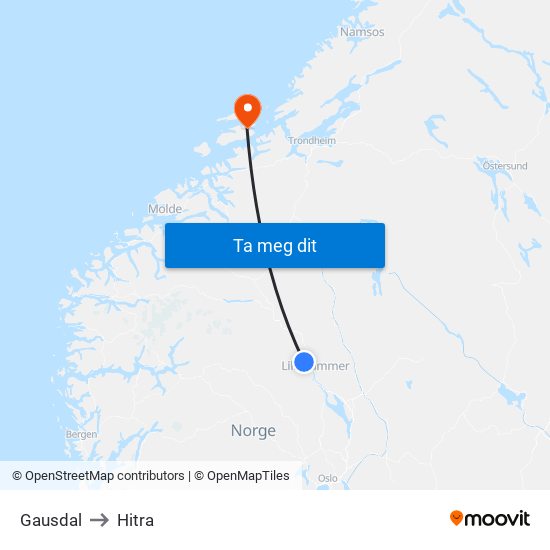 Gausdal to Hitra map