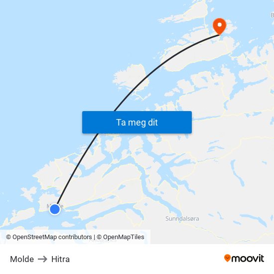 Molde to Hitra map