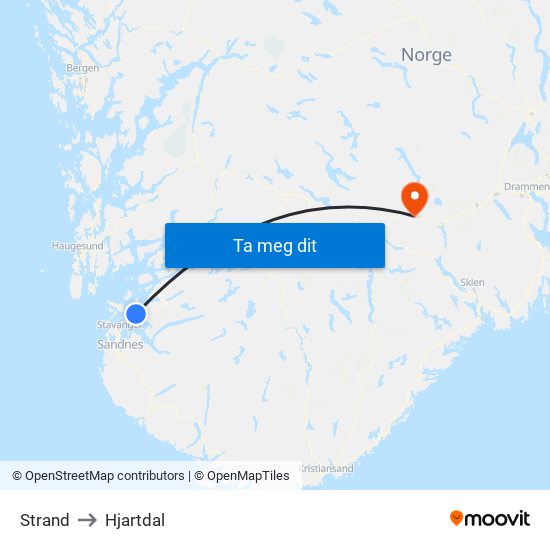 Strand to Hjartdal map