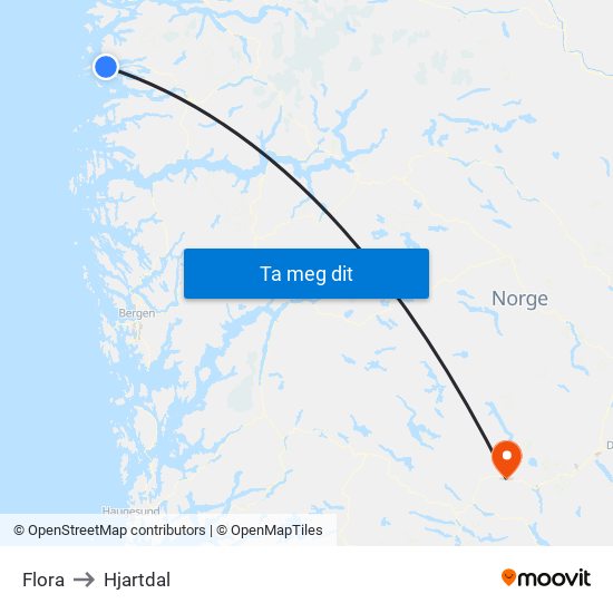 Flora to Hjartdal map