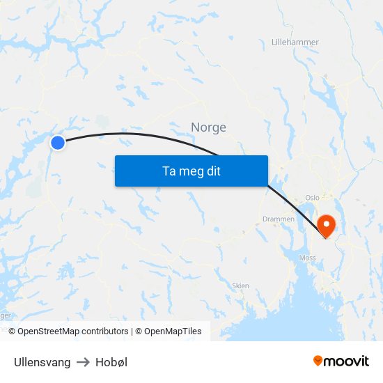 Ullensvang to Hobøl map