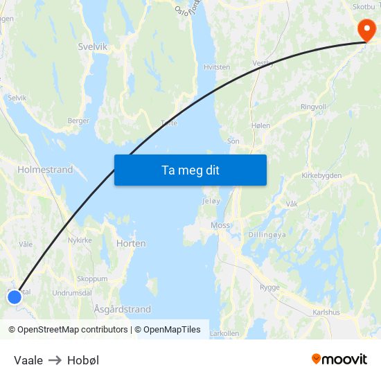 Vaale to Hobøl map