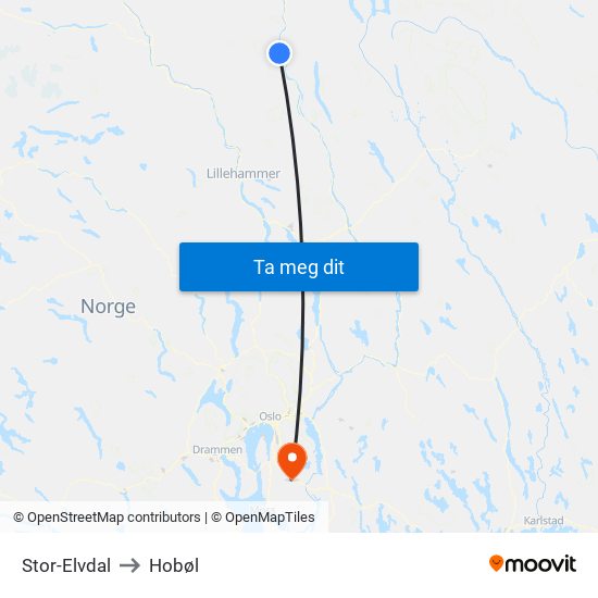 Stor-Elvdal to Hobøl map