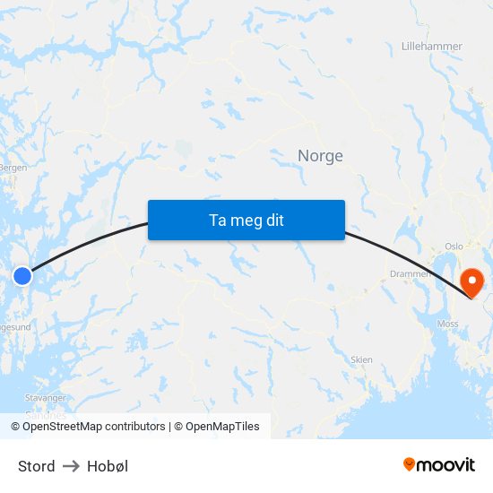 Stord to Hobøl map