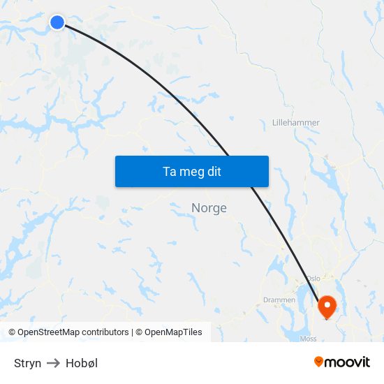 Stryn to Hobøl map