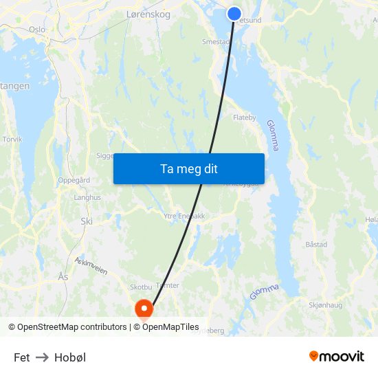 Fet to Hobøl map