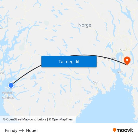 Finnøy to Hobøl map