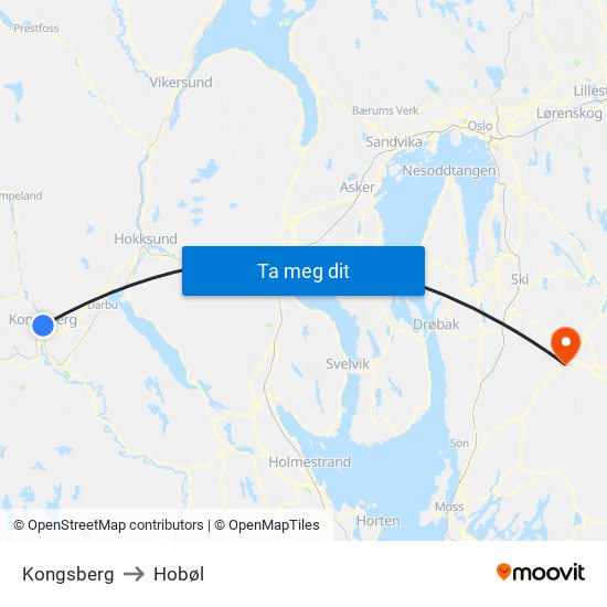 Kongsberg to Kongsberg map