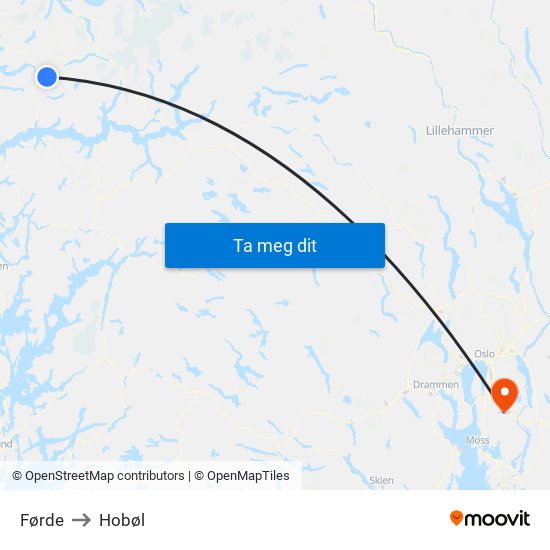 Førde to Hobøl map